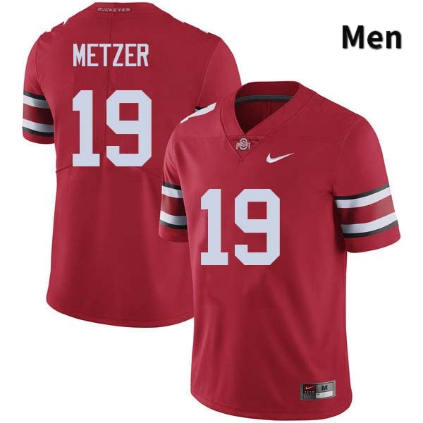 Ohio State Buckeyes Jake Metzer Men's #19 Red Authentic Stitched College Football Jersey